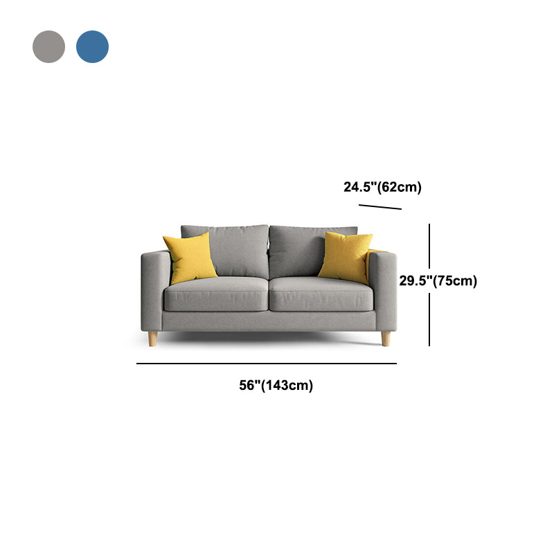 Linen Contemporary Square Arm Sofa Standard Sofa with Slipcovered for Living Room