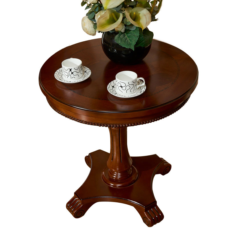 French Country Style Pedestal End Table White / Brown Round Wood Side End Table