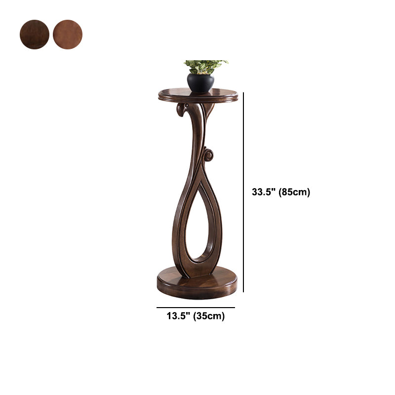 Pedestal End Table Brown Round Wood Side End Table - Distressed Surface Treatment