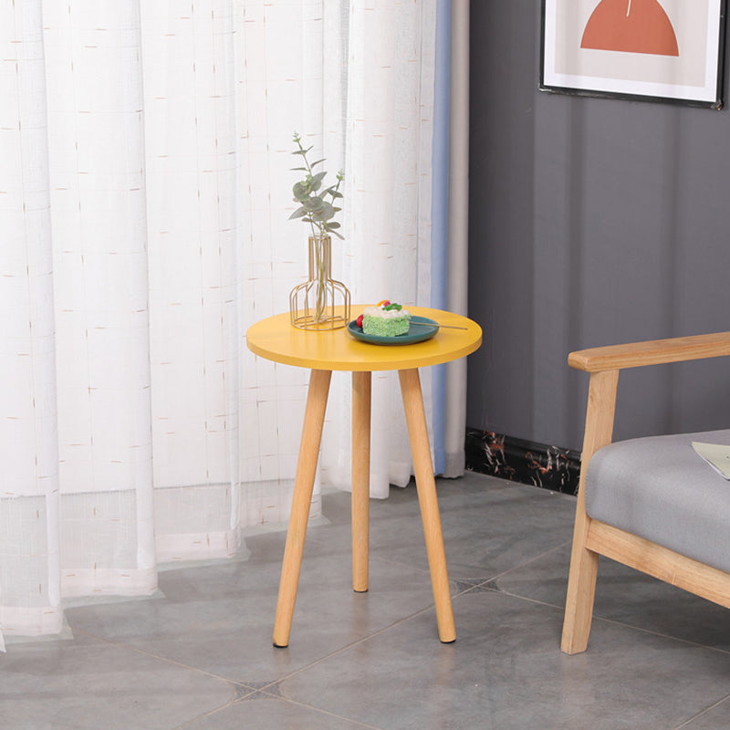 3 Legs End Table Natural/ White/ Yellow Round Wood Side End Table