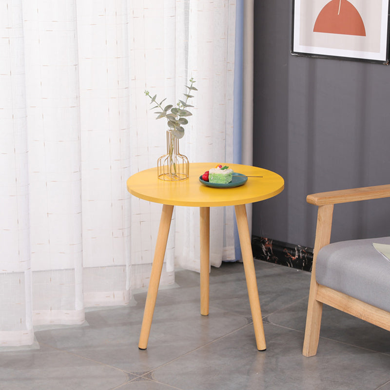 3 Legs End Table Natural/ White/ Yellow Round Wood Side End Table