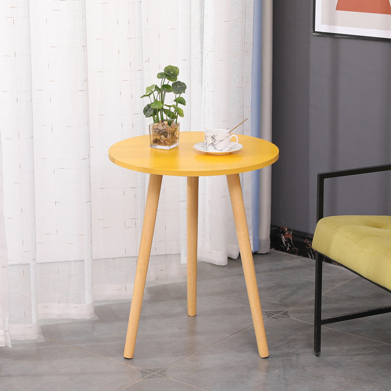 3 Legs End Table Natural/ White/ Yellow Round Wood Side End Table