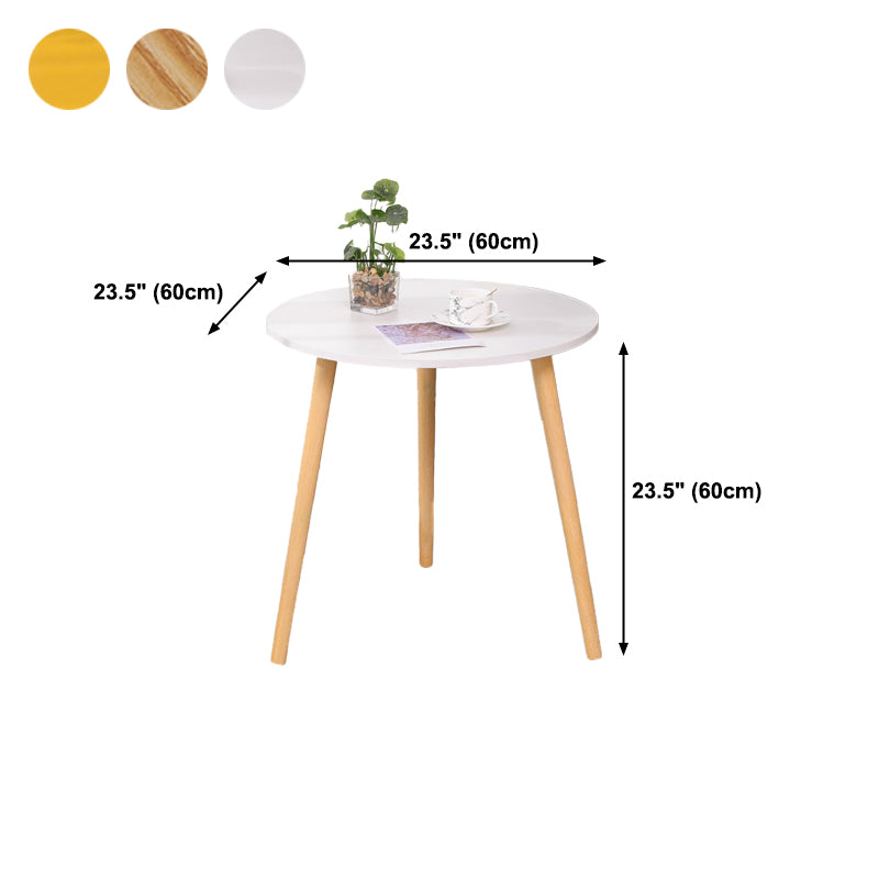 3 Legs End Table Natural/ White/ Yellow Round Wood Side End Table