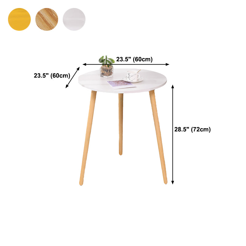 3 Legs End Table Natural/ White/ Yellow Round Wood Side End Table