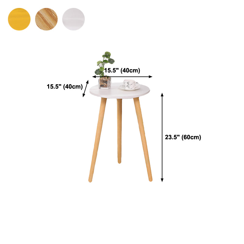 3 Legs End Table Natural/ White/ Yellow Round Wood Side End Table