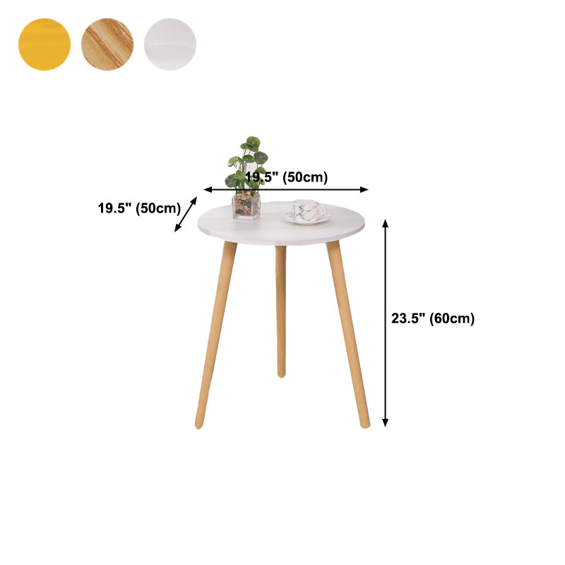 3 Legs End Table Natural/ White/ Yellow Round Wood Side End Table