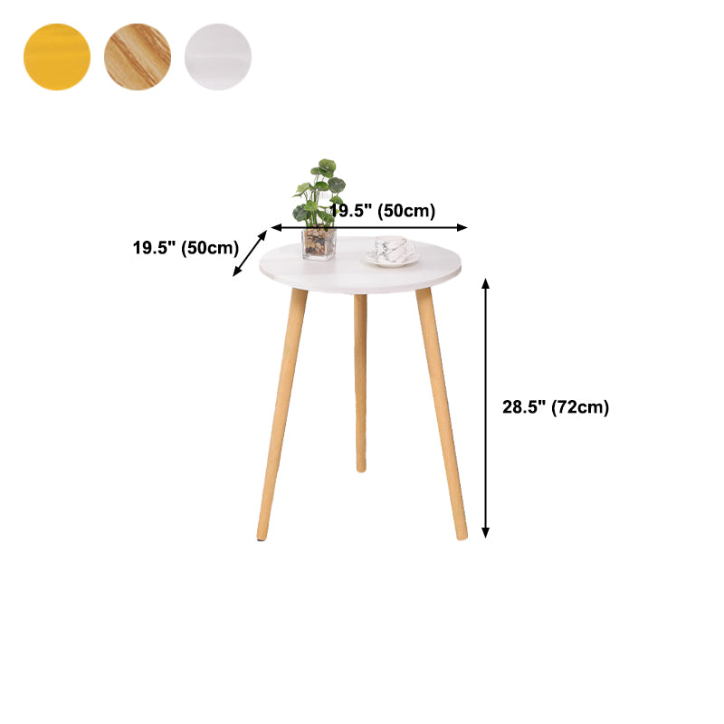 3 Legs End Table Natural/ White/ Yellow Round Wood Side End Table