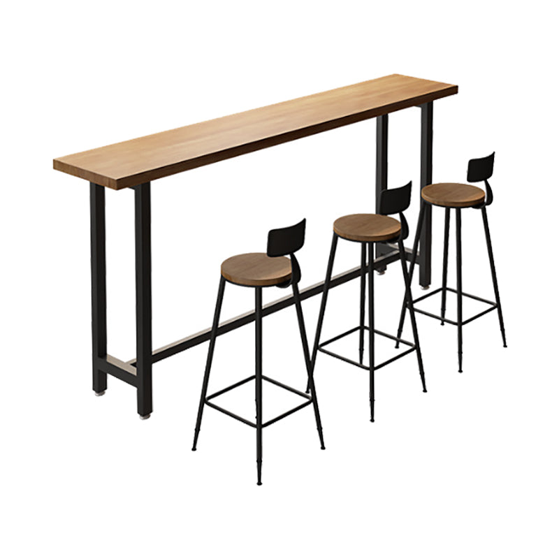 Pine Wood Bar Table Industrial Rectangle Bar Dining Table with Sled Base