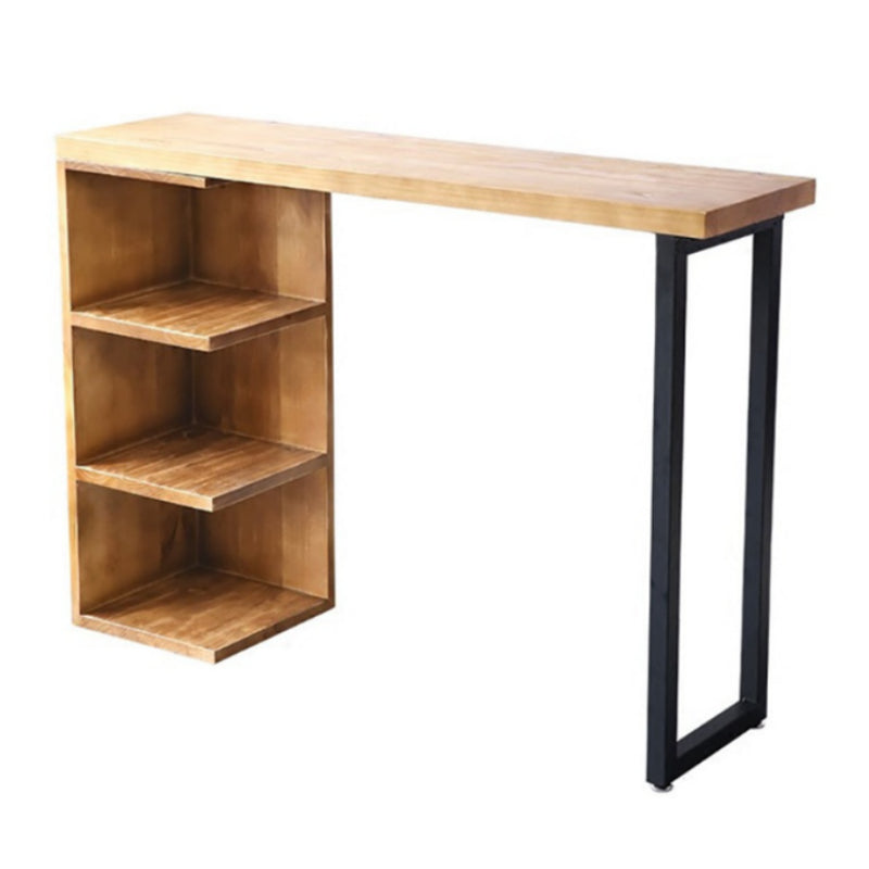 Modern Bar Wine Table with Storage Indoor Rectangle Counter Height Table in Natural