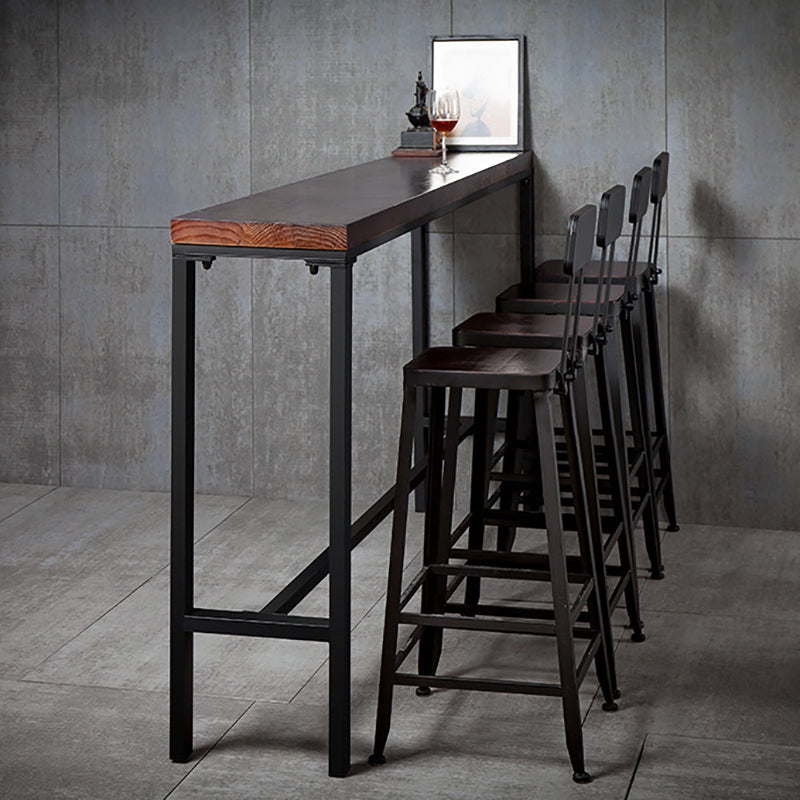 Wood Brown Bistro Accent Dining Table Industrial Rectangle Trestle Pub Table