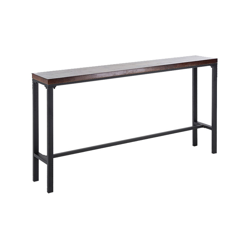 Wood Brown Bistro Accent Dining Table Industrial Rectangle Trestle Pub Table