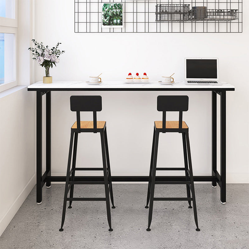 Modern White and Black Bistro Table Rectangle Footrest Cocktail Bar Table