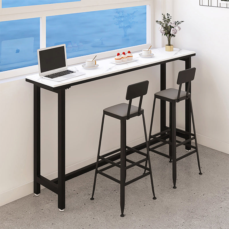 Modern White and Black Bistro Table Rectangle Footrest Cocktail Bar Table