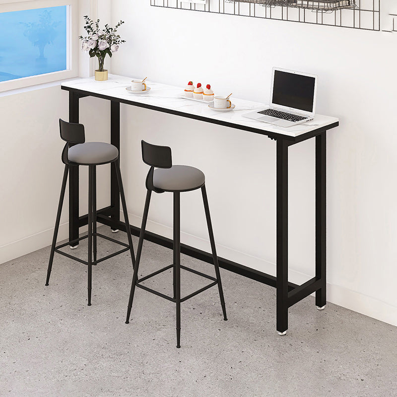 Modern White and Black Bistro Table Rectangle Footrest Cocktail Bar Table