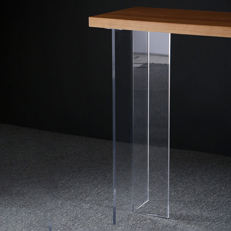 Industrial Style Wood Top Counter Table Acrylic Pedestal Bar Table for Coffee Shop