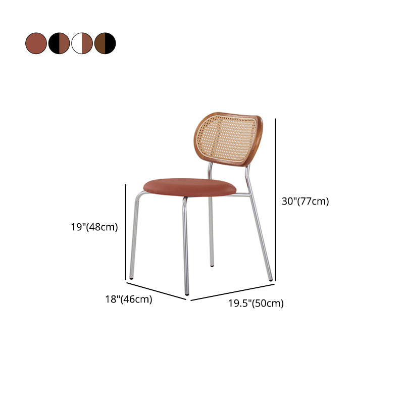 PU Leather Armless Dining Chair Contemporary Cane Back Dining Chair