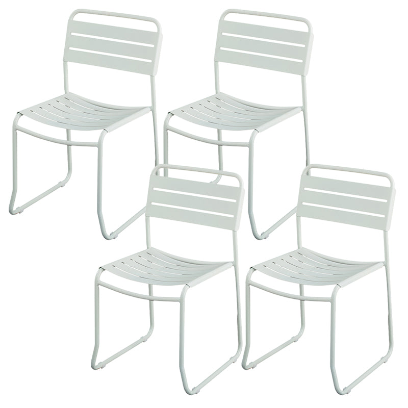 Glam Style Metal Side Chair Ladder Back Dining Chair for Patio