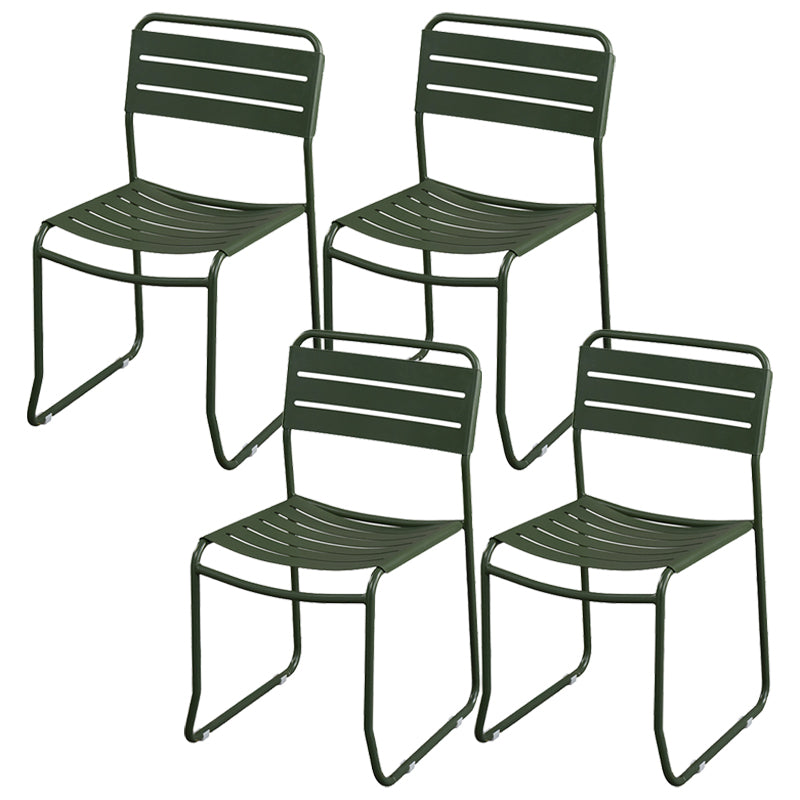 Glam Style Metal Side Chair Ladder Back Dining Chair for Patio