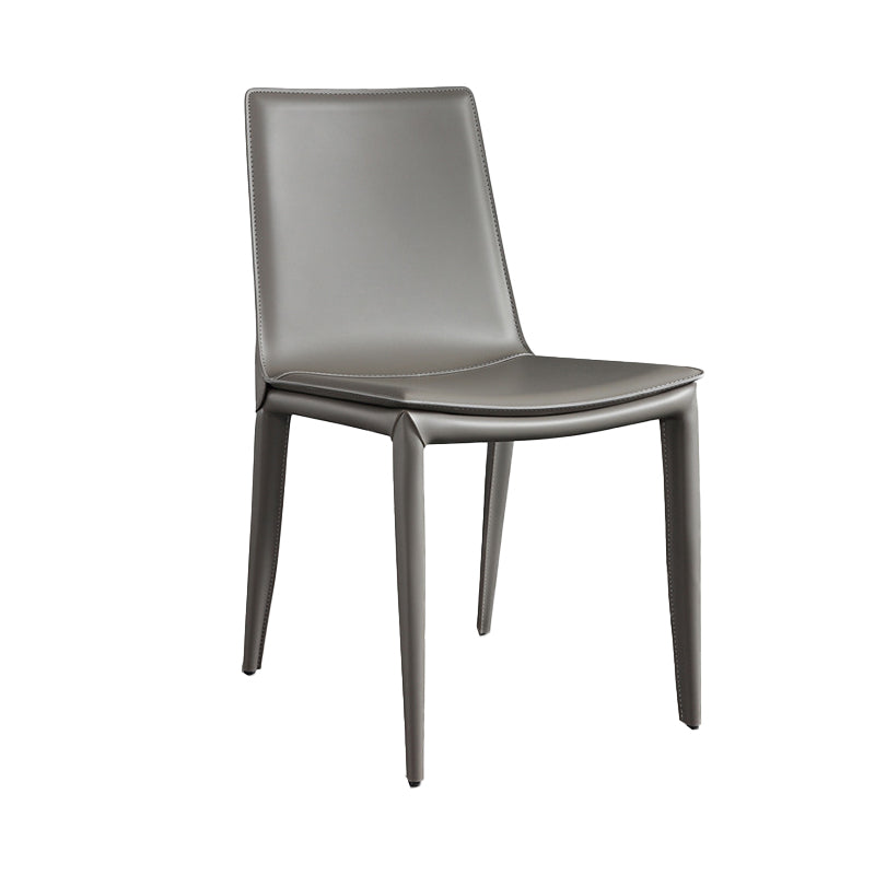 Modern Style Side Chair Faux Leather Solid Back Dining Chair for Home