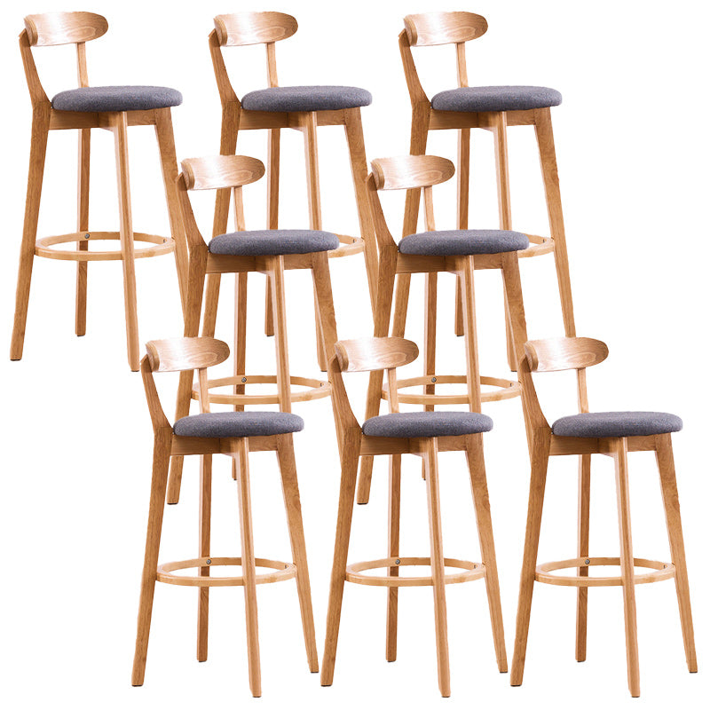 Scandinavian Dessert Shop Beech Stool Matte Finish Upholstered Bar Stools