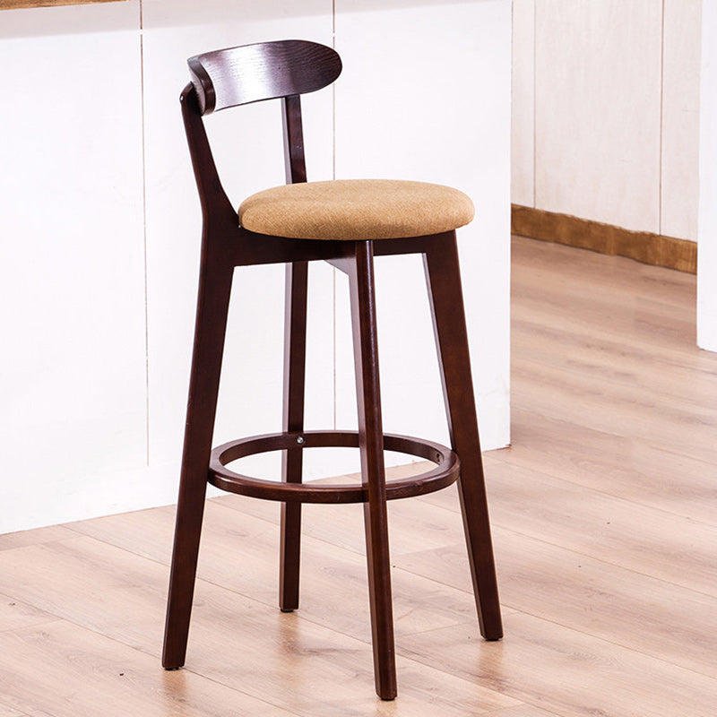 Scandinavian Dessert Shop Beech Stool Matte Finish Upholstered Bar Stools