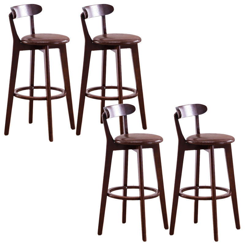 Scandinavian Dessert Shop Beech Stool Matte Finish Upholstered Bar Stools