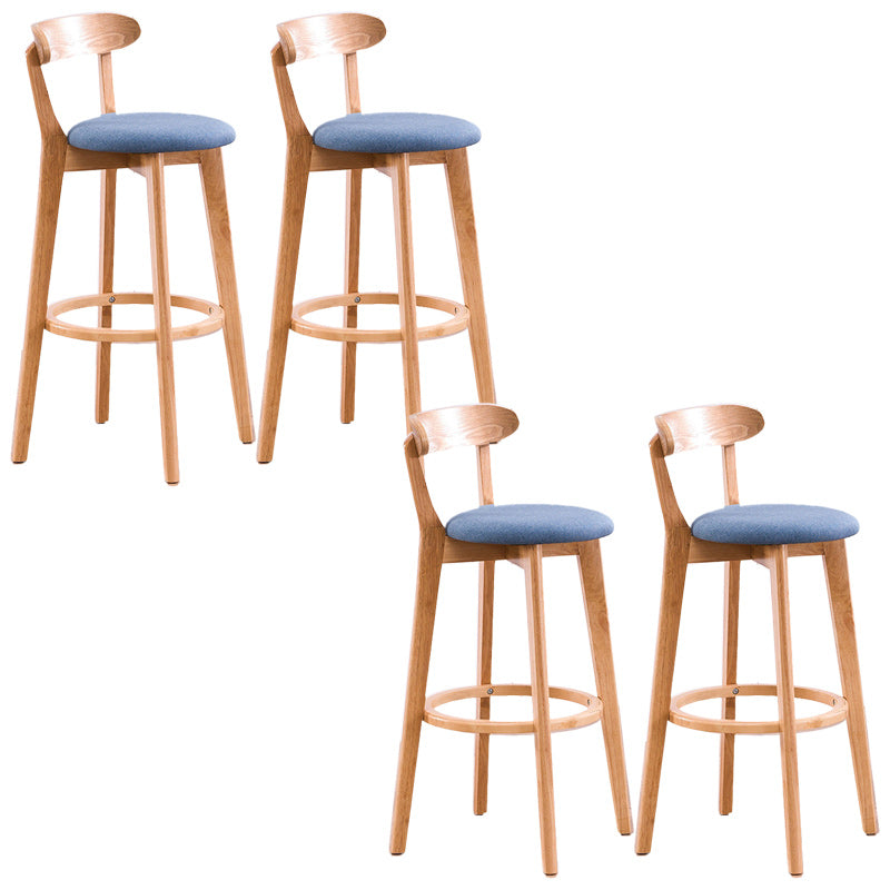 Scandinavian Dessert Shop Beech Stool Matte Finish Upholstered Bar Stools