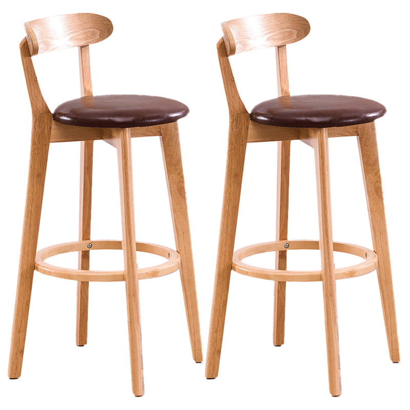 Scandinavian Dessert Shop Beech Stool Matte Finish Upholstered Bar Stools