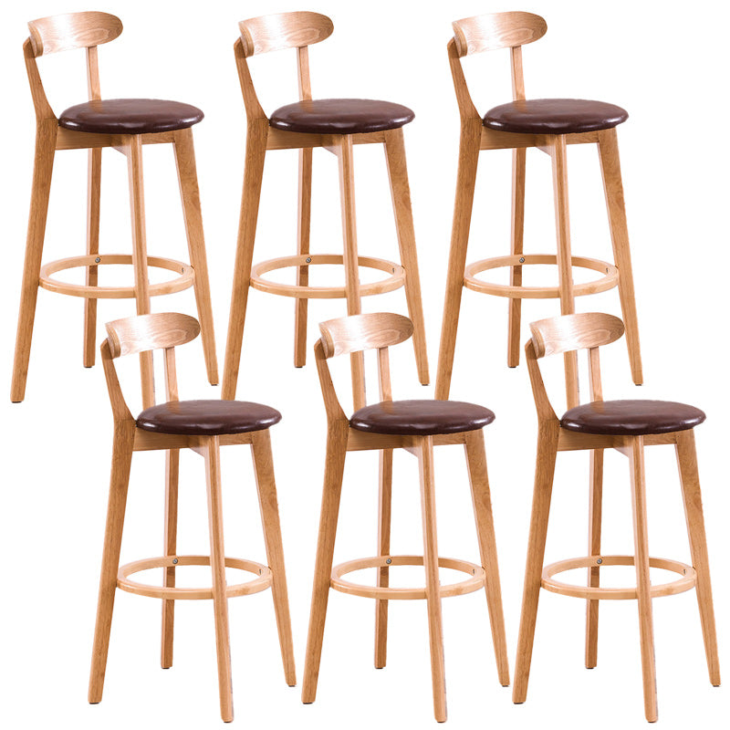 Scandinavian Dessert Shop Beech Stool Matte Finish Upholstered Bar Stools