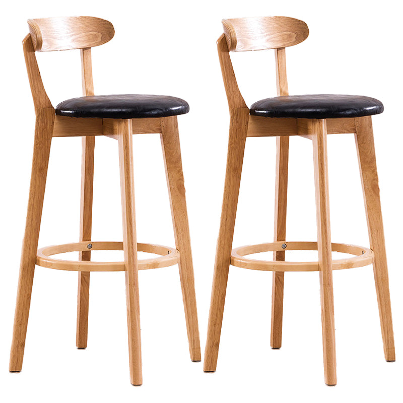 Scandinavian Dessert Shop Beech Stool Matte Finish Upholstered Bar Stools