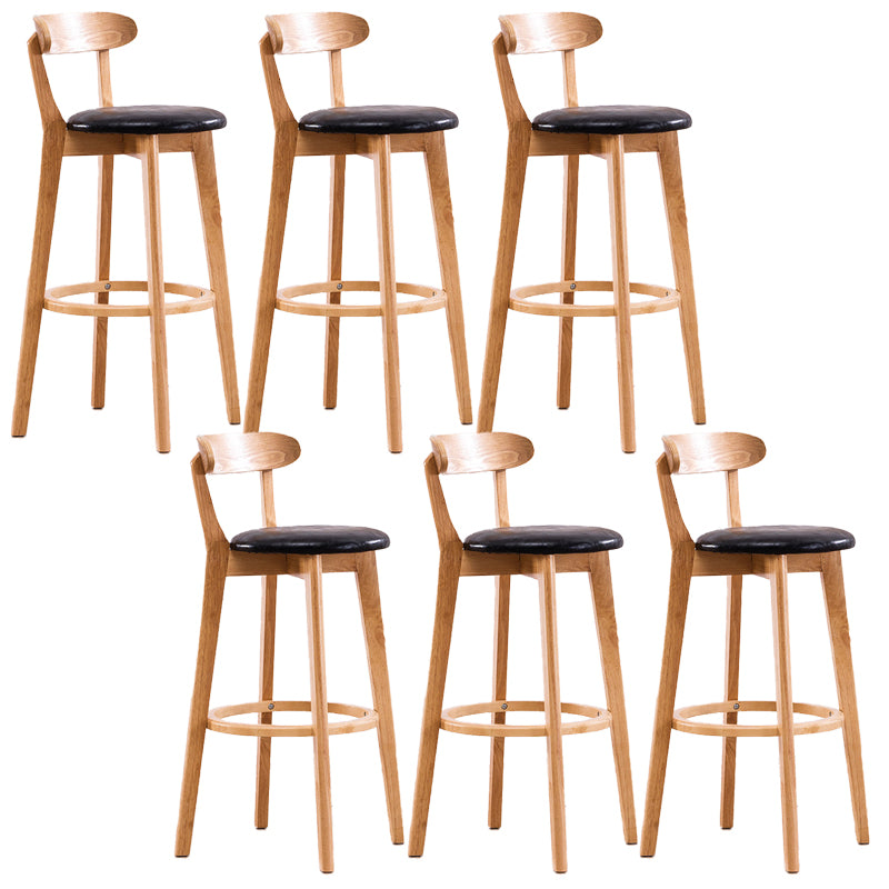 Scandinavian Dessert Shop Beech Stool Matte Finish Upholstered Bar Stools