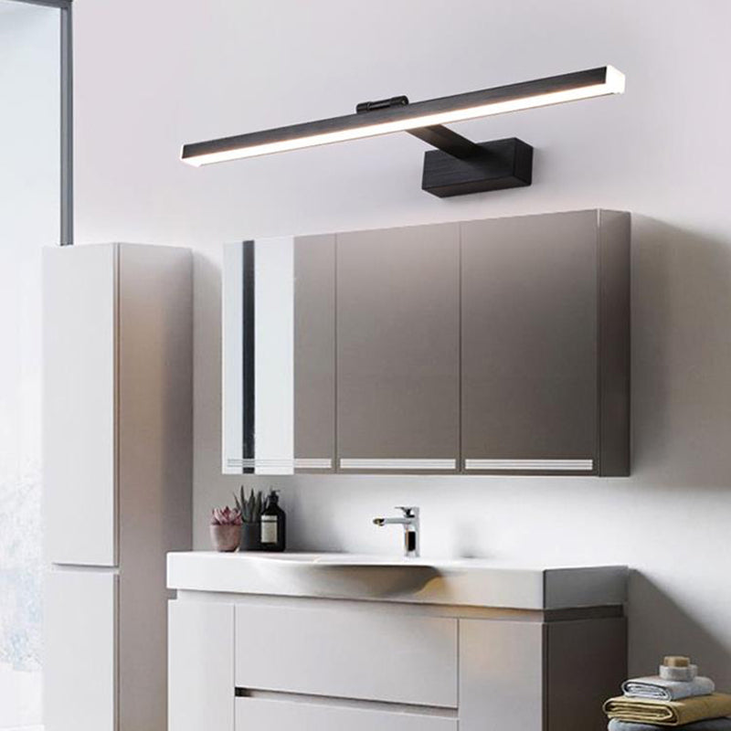 Modern Aluminum Vanity Light Straight Black LED Adjustable Mirror Light for Bathroom