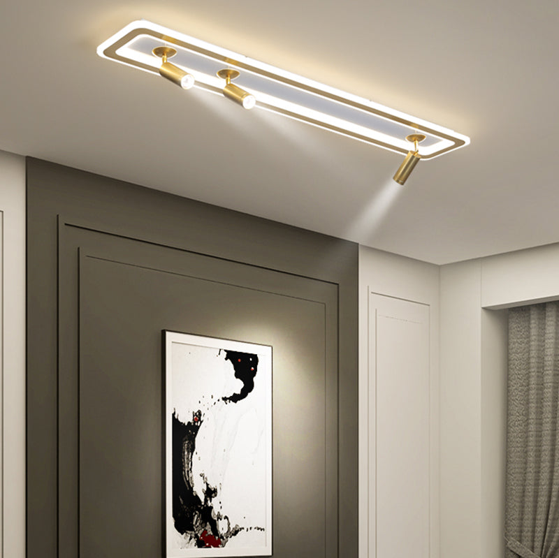 Modern Rectangle Ceiling Light Metal Multi Light Track Flush Mount Light for Living Room