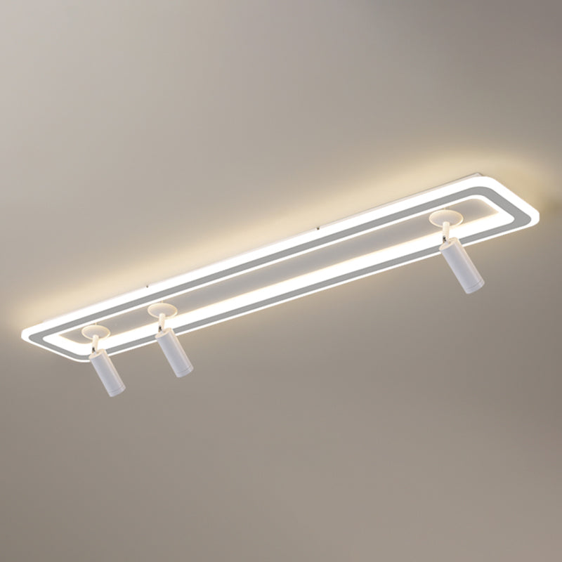 Modern Rectangle Ceiling Light Metal Multi Light Track Flush Mount Light for Living Room