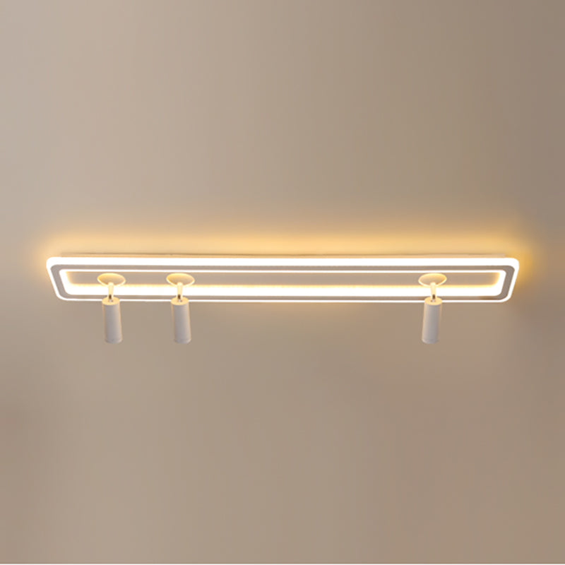 Modern Rectangle Ceiling Light Metal Multi Light Track Flush Mount Light for Living Room