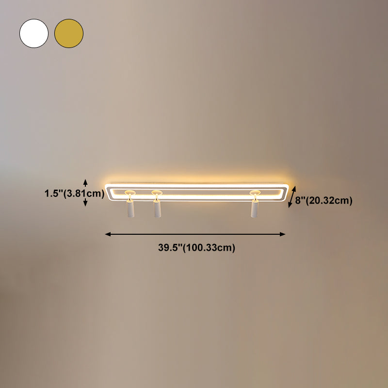 Modern Rectangle Ceiling Light Metal Multi Light Track Flush Mount Light for Living Room