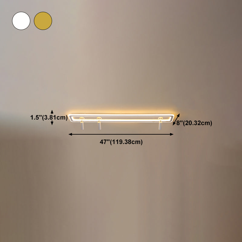 Modern Rectangle Ceiling Light Metal Multi Light Track Flush Mount Light for Living Room