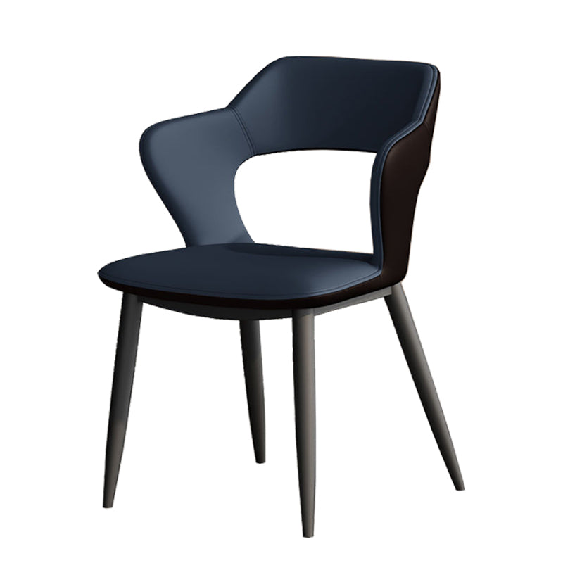 Metal Contemporary Dining Chair with Arms Matte Finish Open Back Dining Side Chair