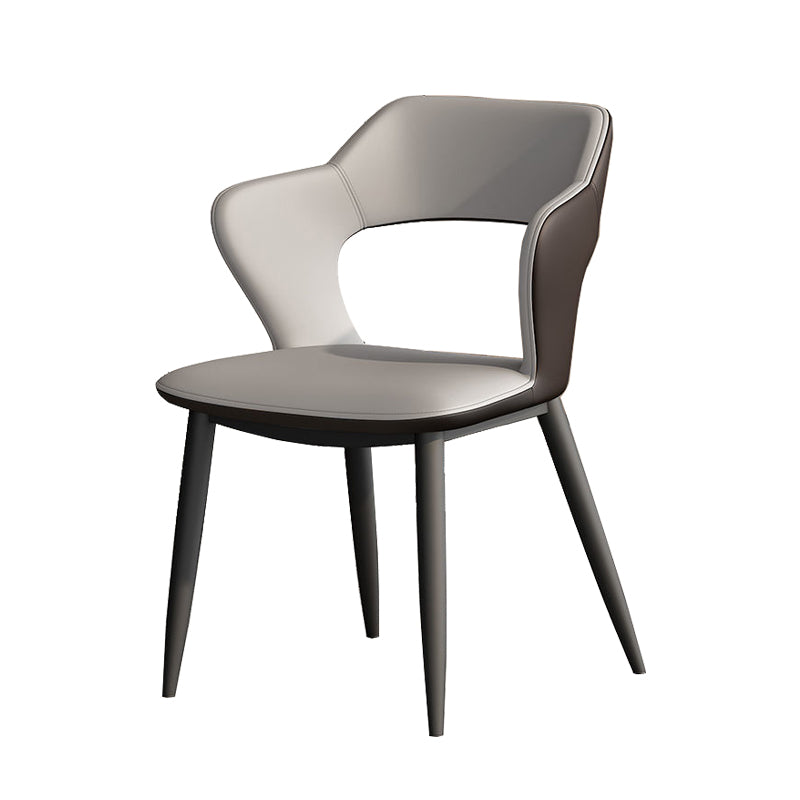 Metal Contemporary Dining Chair with Arms Matte Finish Open Back Dining Side Chair