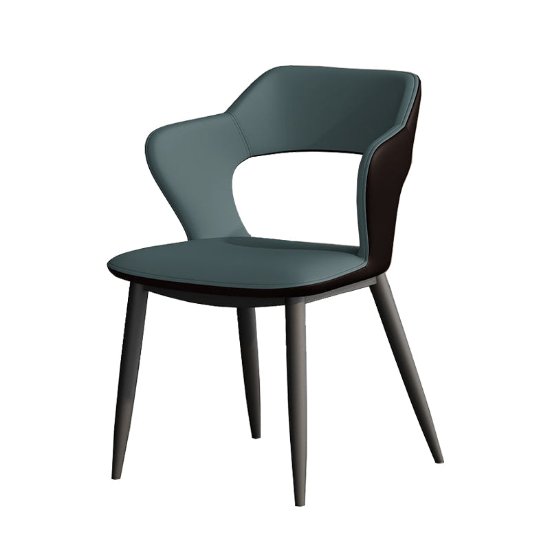 Metal Contemporary Dining Chair with Arms Matte Finish Open Back Dining Side Chair