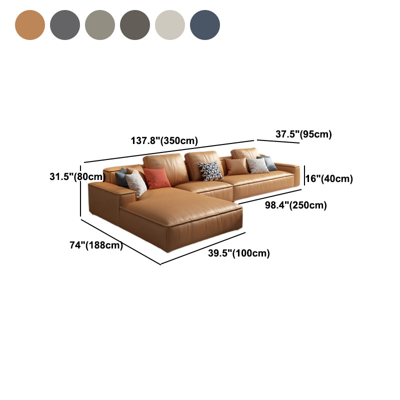 Faux Leather Loose Back Sofa & Chaise 137.8*74*31.5 Recessed Arm Sofa