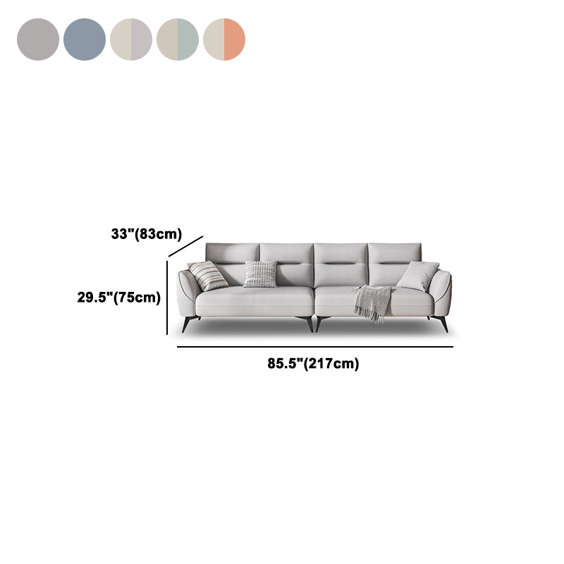 Contemporary Faux Leather Square Arm Sofa Standard Sofa with Sewn Pillow Back