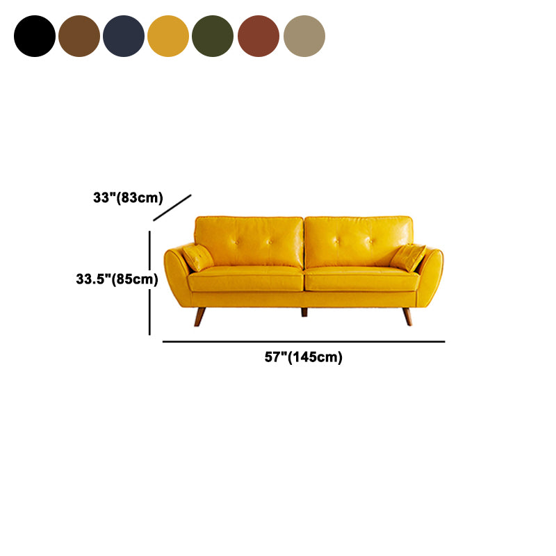 Contemporary Faux Leather Flared Arm Sofa Tufted Standard Sofa for Living Room