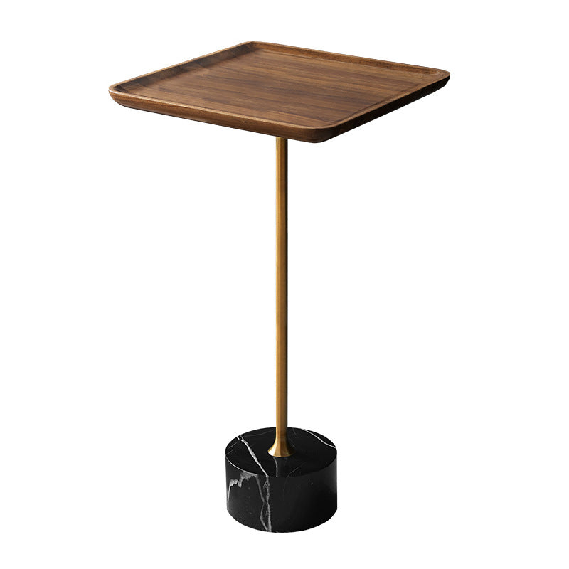 Pedestal Design Cocktail Table Brown Wood Top Marble Pedestal Coffee Table