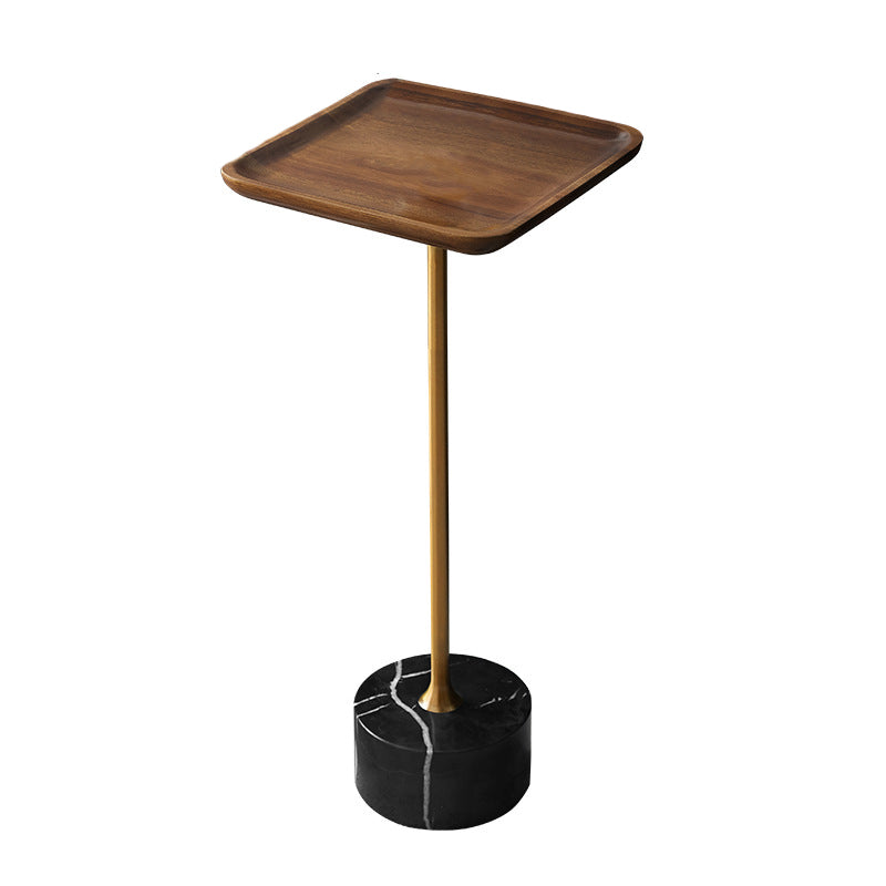 Pedestal Design Cocktail Table Brown Wood Top Marble Pedestal Coffee Table