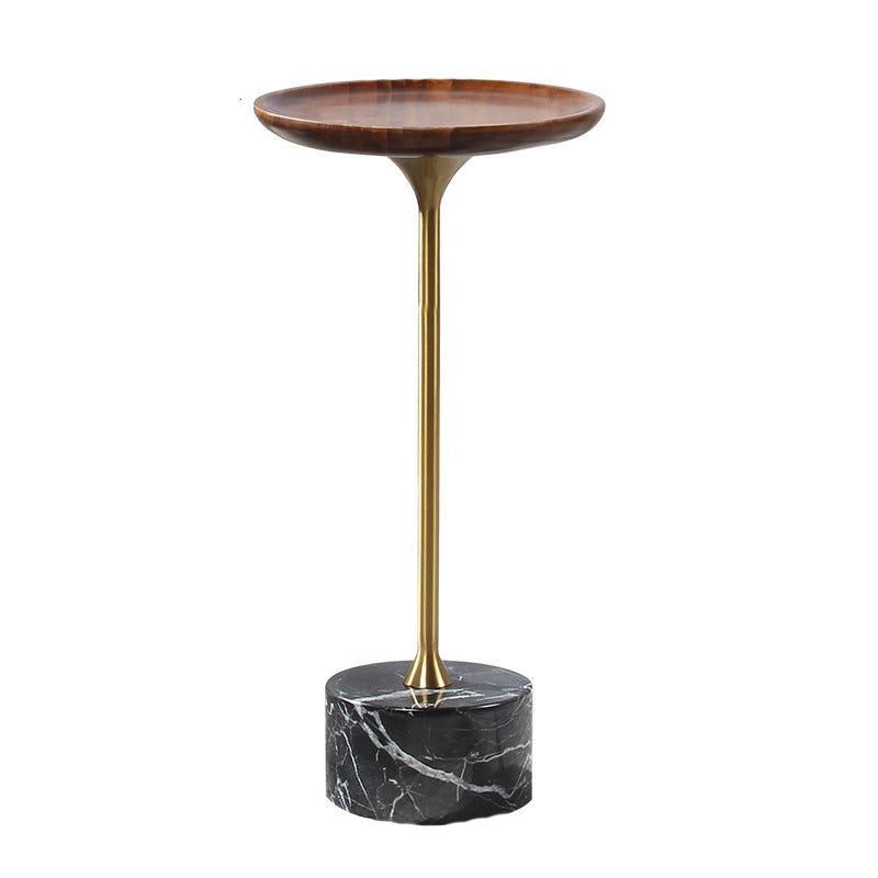 Pedestal Design Cocktail Table Brown Wood Top Marble Pedestal Coffee Table