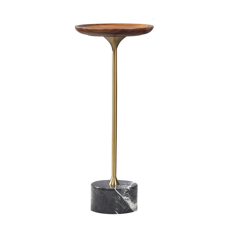 Pedestal Design Cocktail Table Brown Wood Top Marble Pedestal Coffee Table