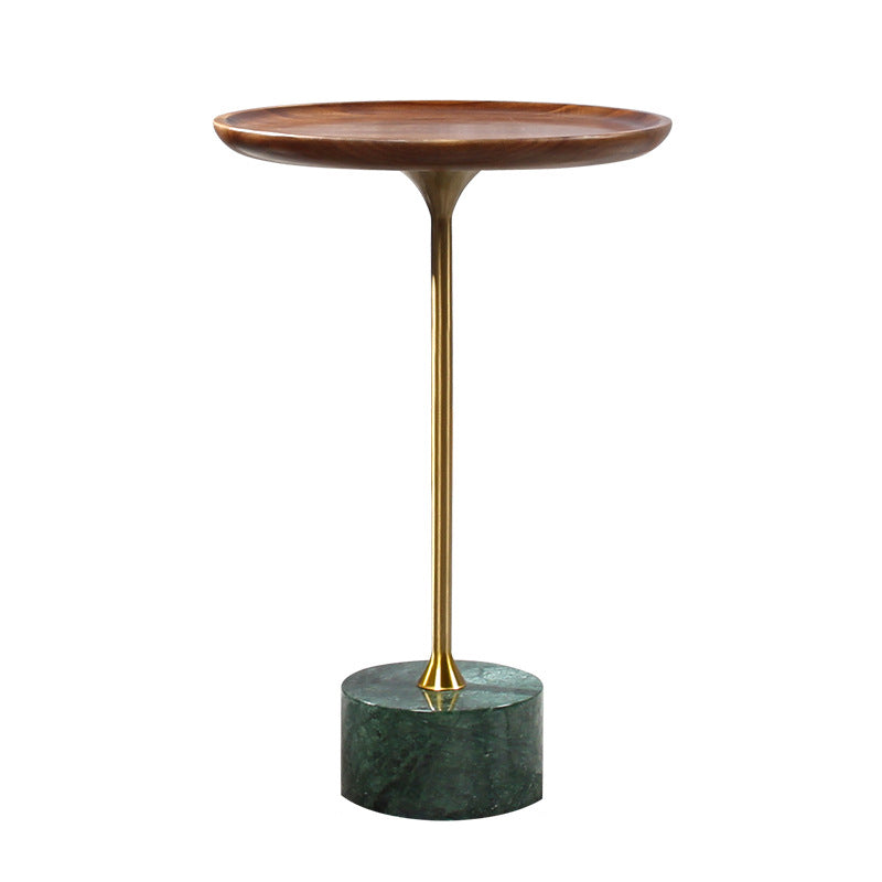 Pedestal Design Cocktail Table Brown Wood Top Marble Pedestal Coffee Table