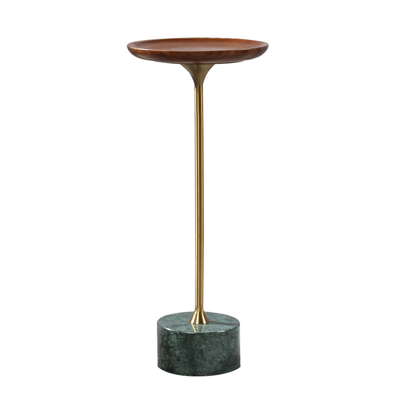 Pedestal Design Cocktail Table Brown Wood Top Marble Pedestal Coffee Table