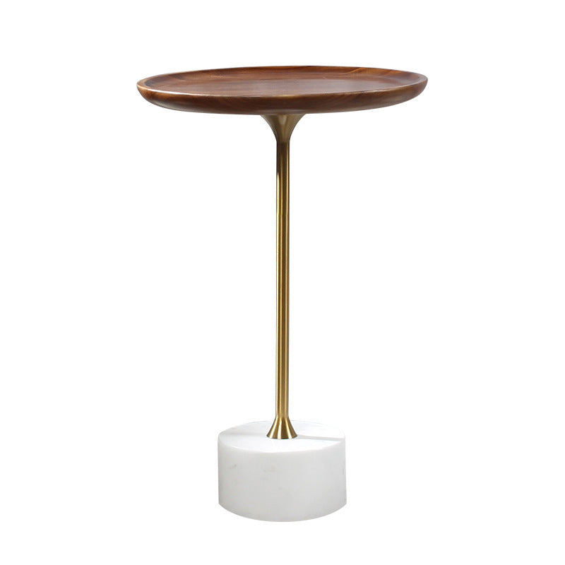 Pedestal Design Cocktail Table Brown Wood Top Marble Pedestal Coffee Table